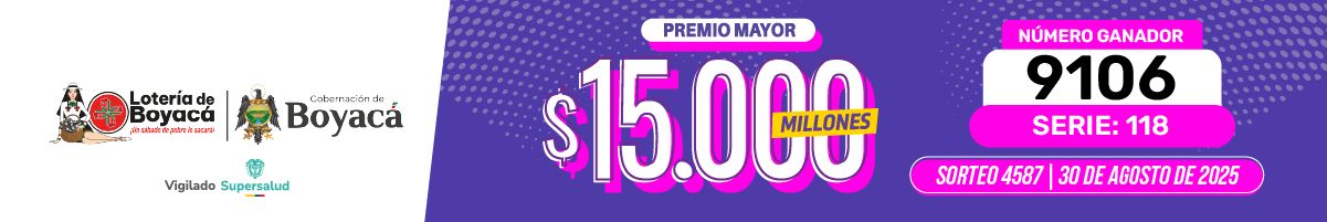 Resultados Lotería de Boyacá 30 de agosto 2025