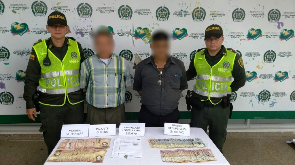 Capturados en Yopal dos sujetos por el delito de estafa bajo la modalidad de lotería falsa y paquete chileno
