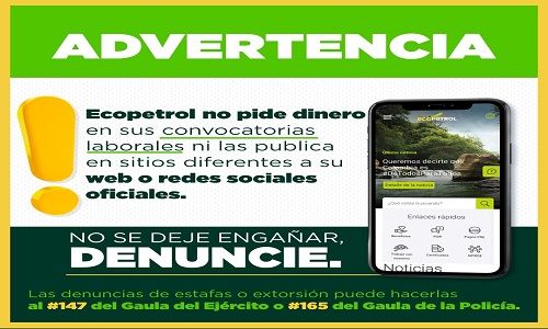 Ecopetrol alerta por falsas convocatorias laborales en Casanare a nombre de la Empresa