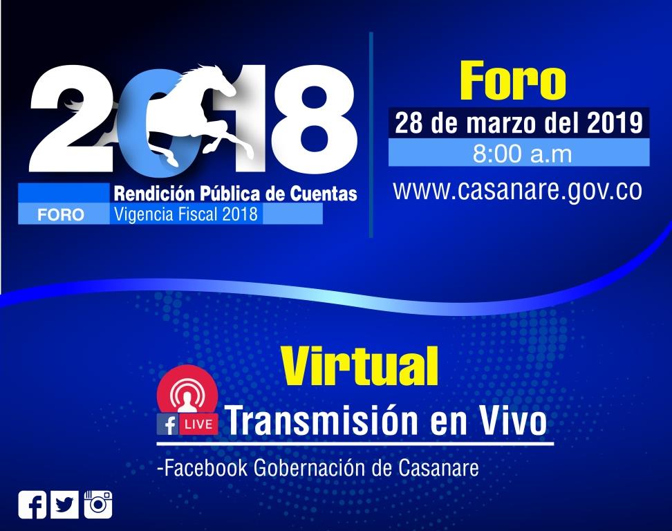 Este jueves jornada de rendición pública de cuentas de la vigencia fiscal 2018 por parte de la Gobernación