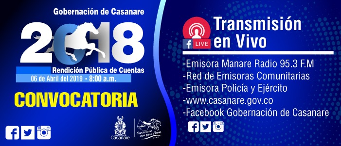 Este sábado la Gobernación de Casanare rendirá cuentas de la vigencia 2018