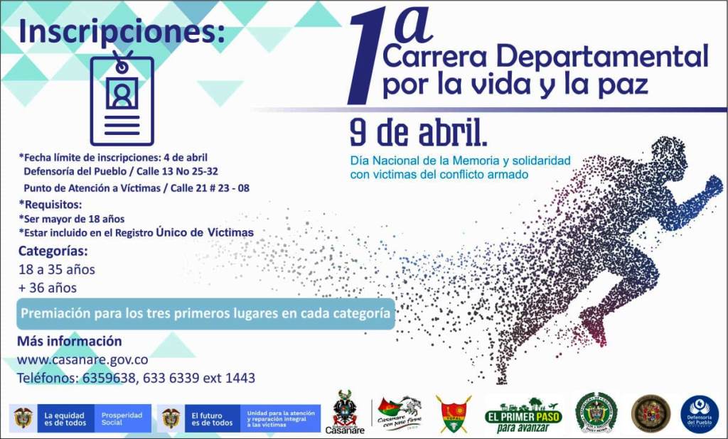 Primera Carrera Departamental por la vida y la paz en conmemoración del Día nacional de las víctimas