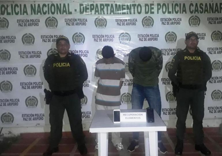Capturados dos sujetos en Paz de Ariporo dedicados al hurto en la modalidad de atraco