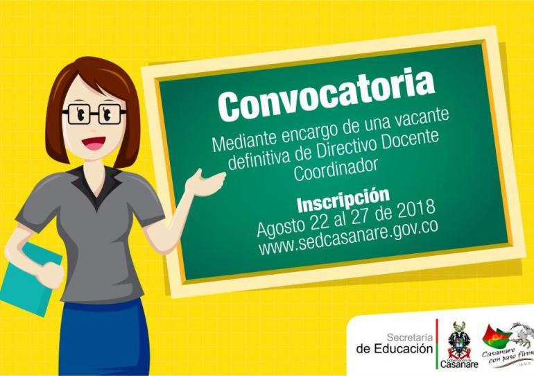 Abierta convocatoria para vacante en encargo como Coordinador en colegio de Paz de Ariporo