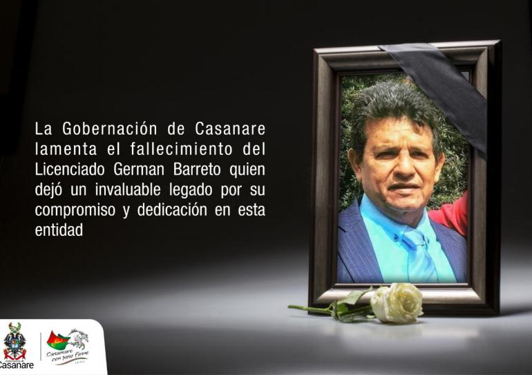 La Secretaría de Educación Departamental lamenta el fallecimiento del Licenciado German Barreto Bacca
