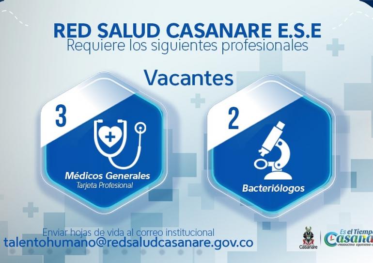Red Salud requiere profesionales para laborar en Recetor y Villanueva