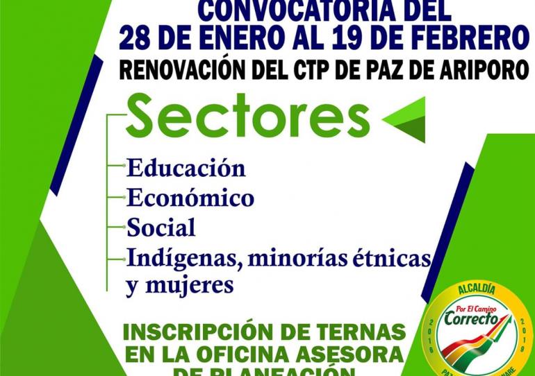 Alcaldía de Paz de Ariporo convoca a participar en la renovación del Consejo Territorial de Planeación