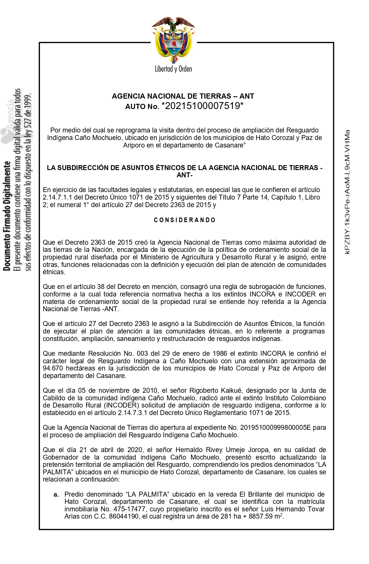Ampliación de Caño Mochuelo 1