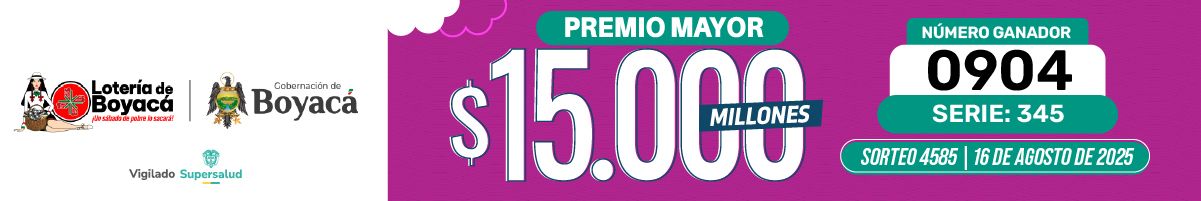 Resultados Lotería de Boyacá 16 de agosto 2025