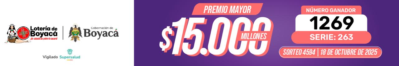 Resultados loteria de Boyacá - 18 de octubre de 2025