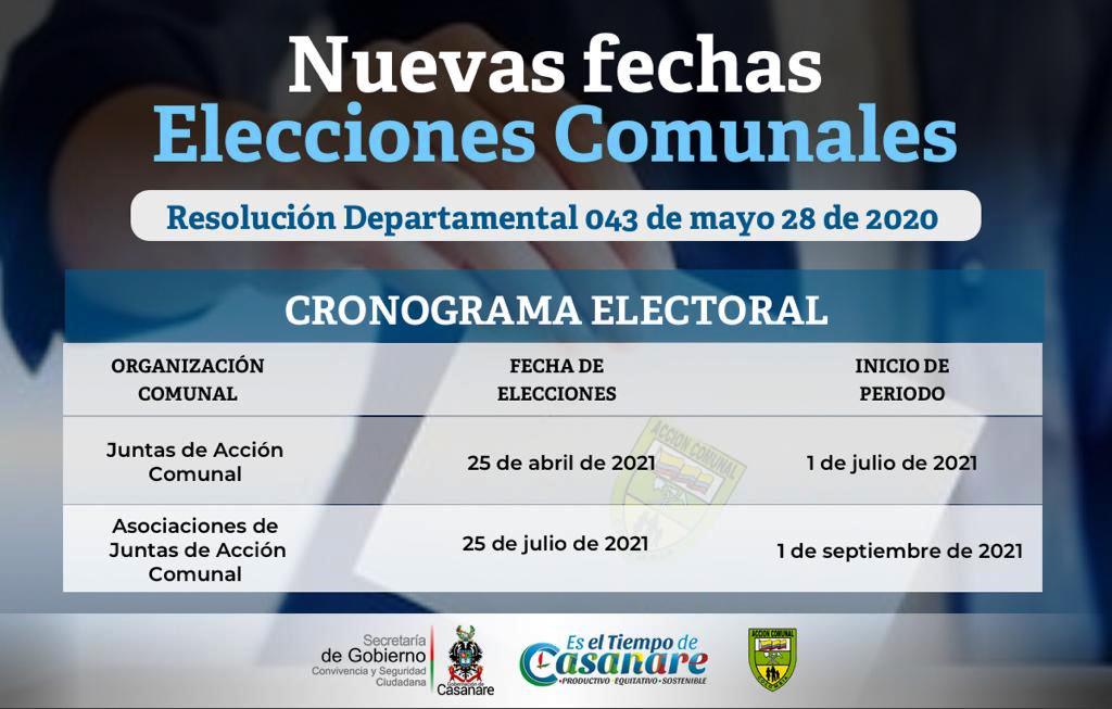 Se reprogramó la fecha para la elección de las Juntas de Acción Comunal
