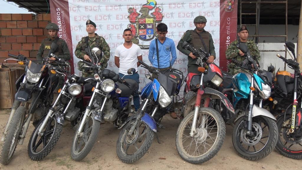 Ejército y Policía Nacional recuperan siete motocicletas en Puerto Jordán, Arauca