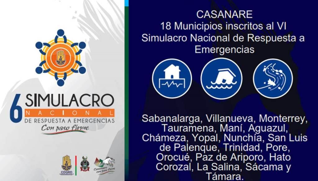 18 municipios de Casanare participarán en el 6° Simulacro Nacional de Respuesta a Emergencias