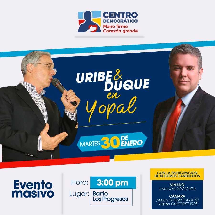 Candidato presidencial del Centro Democrático estará en Casanare este martes 30 de enero