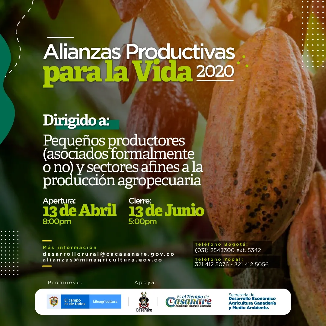 Este sábado 13 de junio se cierra  convocatoria de postulación a Alianzas Productivas
