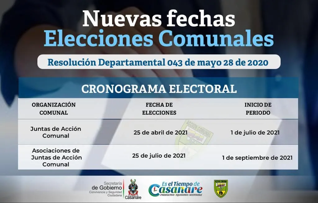 Se reprogramó la fecha para la elección de las Juntas de Acción Comunal