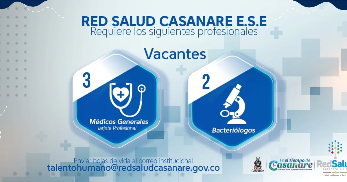Red Salud requiere profesionales para laborar en Recetor y Villanueva