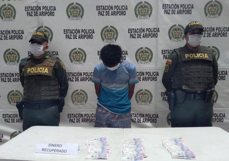 Policía de Paz de Ariporo capturó a un sujeto que se había hurtado de una vivienda más de 5 millones de pesos