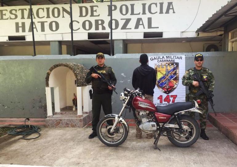Capturado en Hato Corozal un ciudadano Venezolano por hurtar una motocicleta  