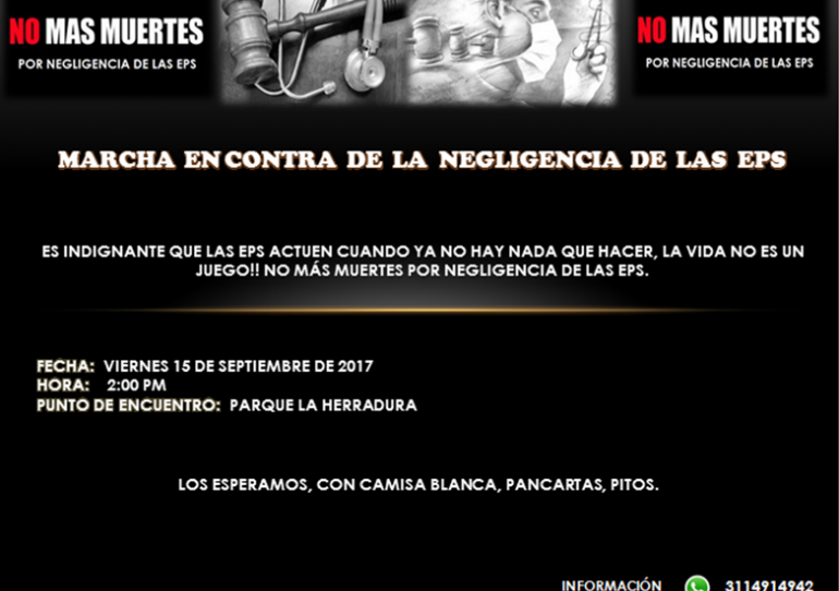 Esta tarde en Yopal marcha contra la negligencia de las EPS’s 